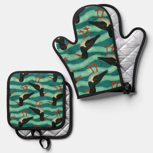 Augenfänger Ofenhandschuh & Topflappen-Set (Vorderseite/Rückseite)