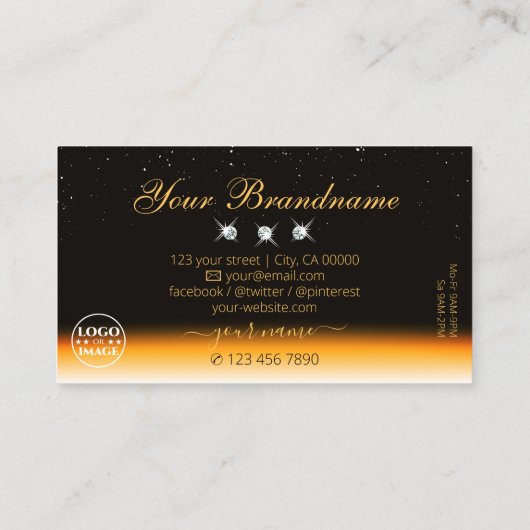 Augenfänger Orangefarbene schwarze Schmuckstücke m Visitenkarte (Rückseite)