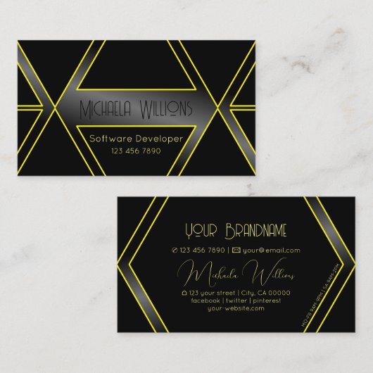 Augenfänger Schwarz-Gelb-Geometrie Visitenkarte (Vorne/Hinten)