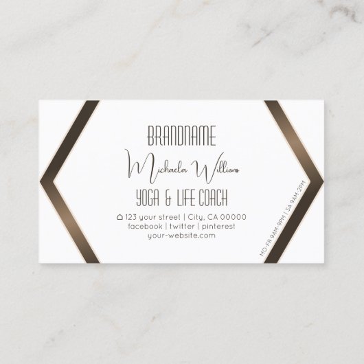 Augenfänger Weißer geometrischer Braunschimmer Mod Visitenkarte (Rückseite)
