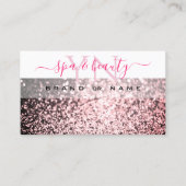 Augenfänger Weißrosa, funkelnder Glitzer Monogramm Visitenkarte (Vorderseite)
