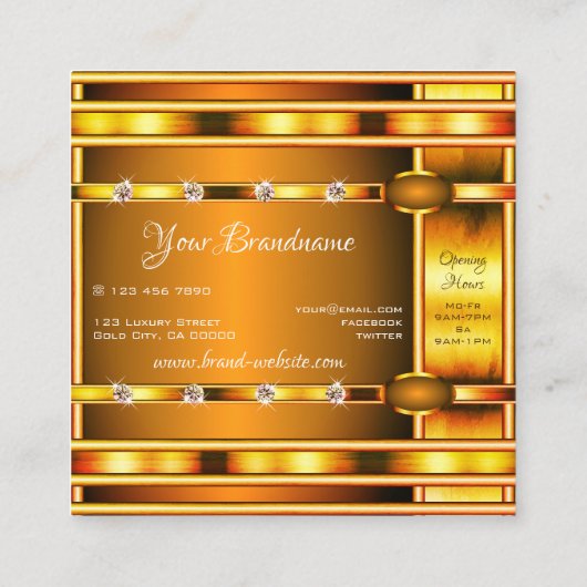 Augenfängergoldeneffekt mit leuchtenden Imitaten J Quadratische Visitenkarte (Rückseite)