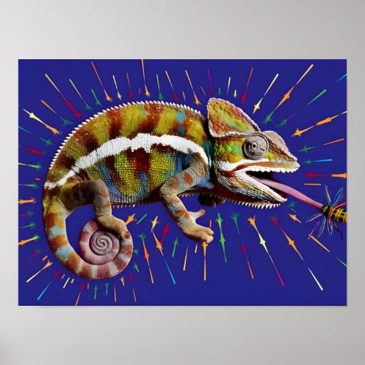 Augenfaszinierende farbenfrohe Chameleon Poster (Vorne)
