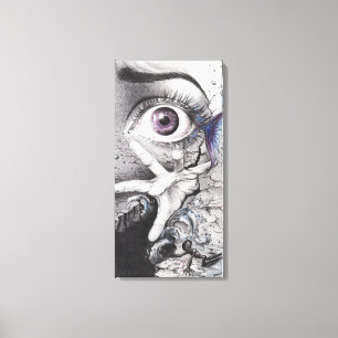 Augenfisch und Hand Traum Surrealistische Zeichnun Leinwanddruck