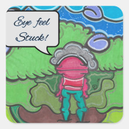 Augenfühle festgehalten quadratischer aufkleber