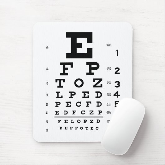 Augenheilkunde-Optometrie-Augen-Diagramm weiß und Mousepad (Mit Mouse)