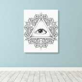 Augenpyramid Symbol Doodle 6 Leinwanddruck (Insitu (Holzboden))