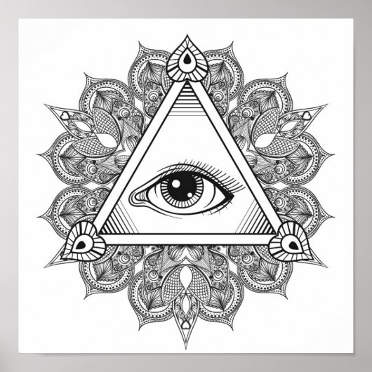 Augenpyramide Symbol Doodle 2 Poster (Vorne)