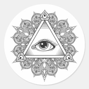 Augenpyramide Symbol Kritzelei Runder Aufkleber