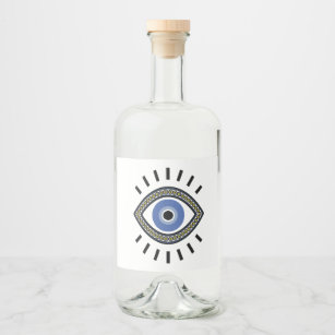 Augenschutz, griechisches blaues Auge, drittes Aug Alkoholflaschenetikett
