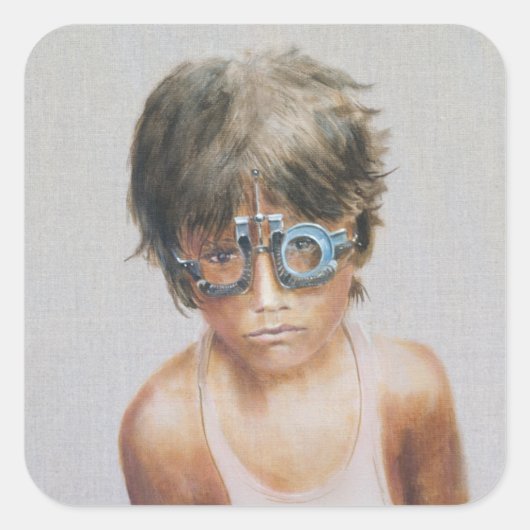 Augentest bei Vivekananda Quadratischer Aufkleber (Vorderseite)