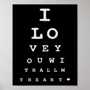 Augentest Ich Liebe Sie mit allen meinen HerzValen Poster