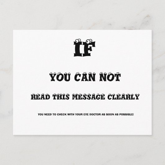 Augentest Postkarte (Vorderseite)