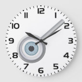 Augenuntersuchung mit Eyeball Magnifying Glass Fun Große Wanduhr (Vorderseite)