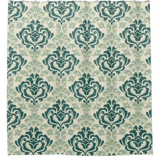 Augfantasiedekorative Green Harmony Damask Duschvorhang (Vorderseite)