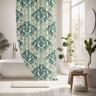 Augfantasiedekorative Green Harmony Damask Duschvorhang