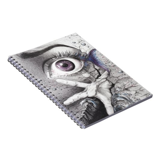 Augfische und Handtraum Surreal zeichnend Kunst Notizblock (Rechte Seite)