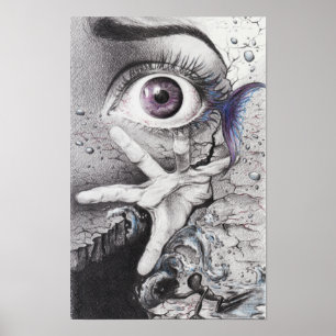 Augfische und Handträume Surreale zeichnend Kunst Poster