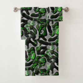 Augfressende, in Grau gearbeitete Linde Badhandtuch Set