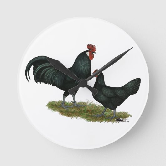 Augsburger Chickens Runde Wanduhr (Vorderseite)