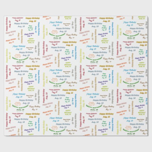 August, 10 Geburtstag Geschenkpapier (Flach)
