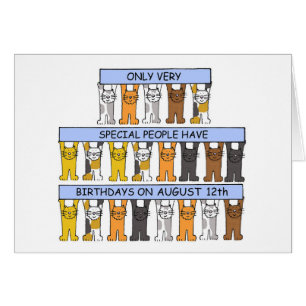 August 12. Geburtstag Niedlicher Cartoon Katzen