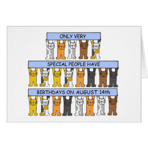 August 14. Geburtstag Cartoon Katzen