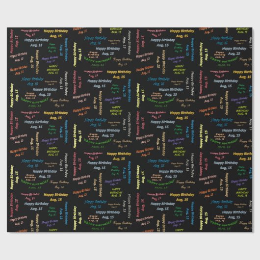 August, 15 Geburtstag Geschenkpapier (Flach)