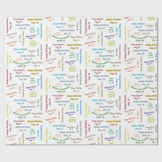 August, 18 Geburtstag Geschenkpapier (Flach)