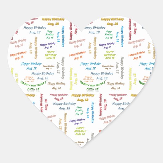 August, 18 Geburtstagsaufkleber Herz-Aufkleber (Vorderseite)