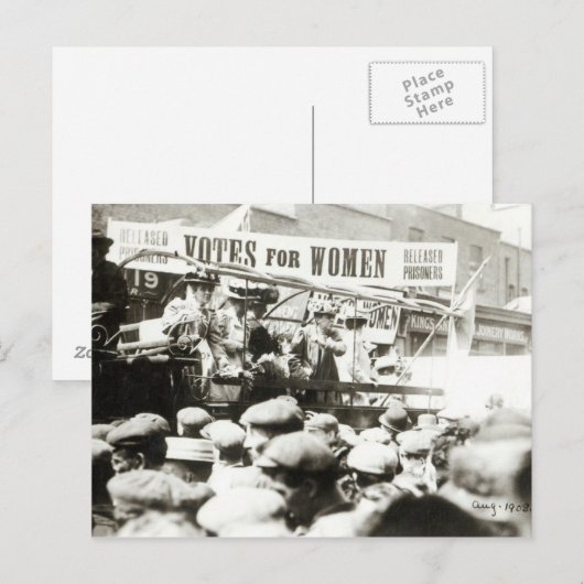 August 1908: Frauen abstimmen Postkarte (Vorne/Hinten)