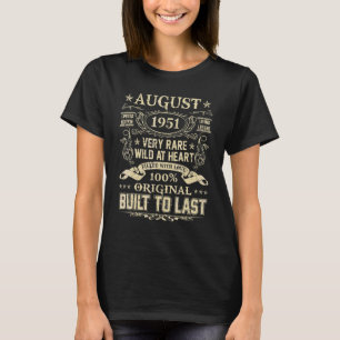August 1951 71 Jahre alt 71. Geburtstag T-Shirt