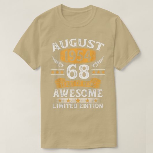 August 1954 Limited Edition 68th Birthday 68 Years T-Shirt (Design vorne)