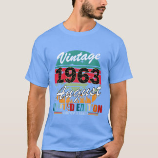 August 1963 Vintage Geburtstags Vintage Geschenk J T-Shirt