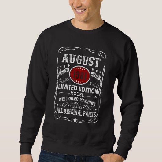 August 1981  Modell gut geölte Maschine Sweatshirt (Vorderseite)