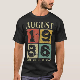 August 1986 35. Geburtstagsgeschenk für Männer Wo T-Shirt