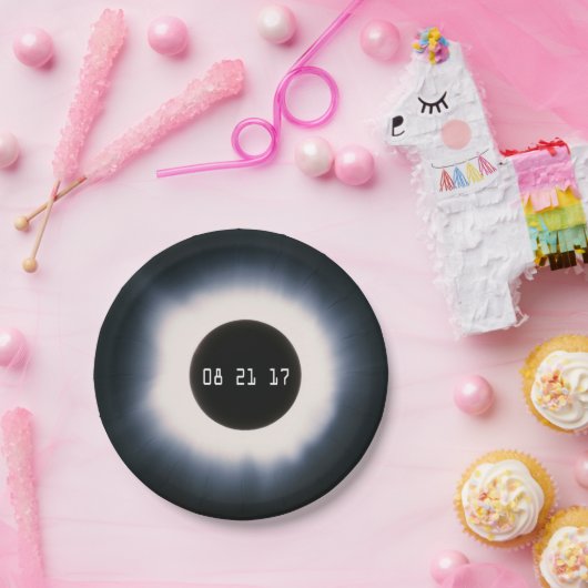 August 2017 Gesamtsolarauskitzel in Schwarz und We Pappteller (Party)