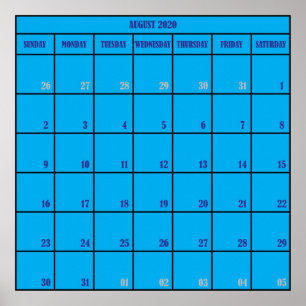 August 2020 Monatsplaner Poster