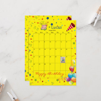 August 2022 Kalender Glückwunsch zum Geburtstag Ei Einladung