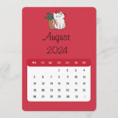 August 2024 Stand-Alone Cat and Pflanze Kalender Menükarte (Vorderseite)