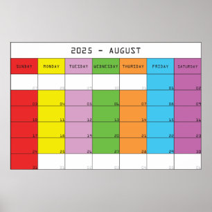 August 2025 Farbkalender Planer Poster
