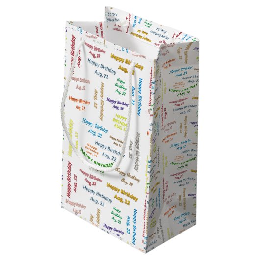 August, 22 Geburtstagsgeschenktasche Kleine Geschenktüte (Rückseite Schrägansicht)
