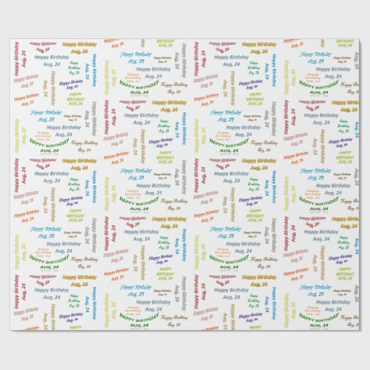 August, 24 Geburtstag Geschenkpapier (Flach)
