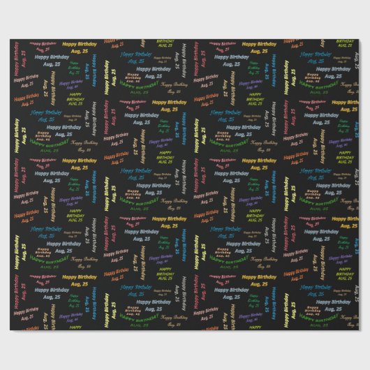 August, 25 Geburtstag Geschenkpapier (Flach)