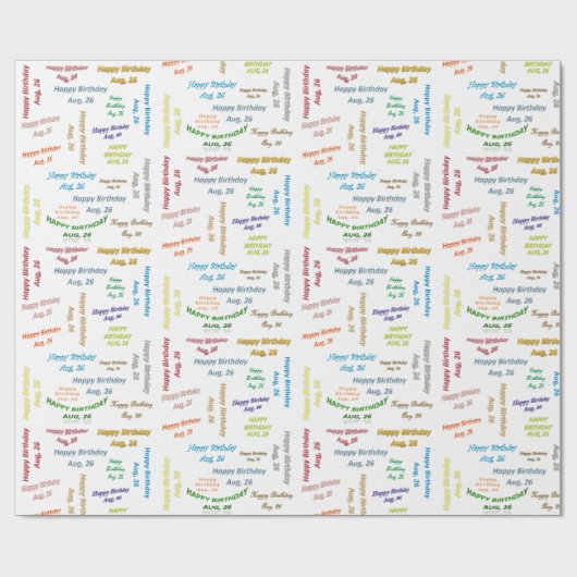 August, 26 Geburtstag Geschenkpapier (Flach)