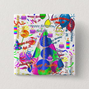 August, 26 Geburtstagskarte Button