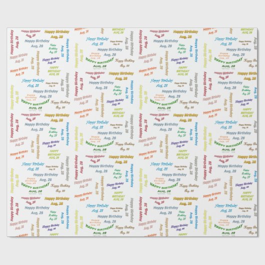 August, 28 Geburtstag Geschenkpapier (Flach)