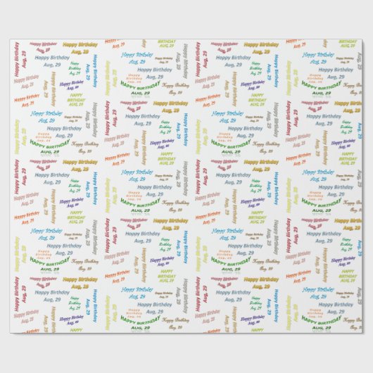 August, 29 Geburtstag Geschenkpapier (Flach)