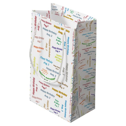 August, 2 Geburtstagsgeschenktasche Kleine Geschenktüte (Rückseite Schrägansicht)