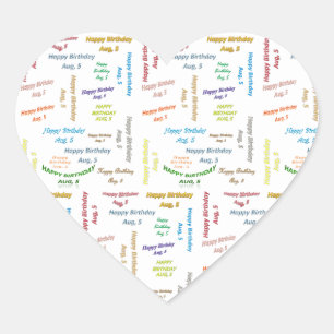 August, 5 Geburtstagsaufkleber Herz-Aufkleber